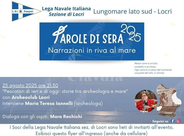 A Locri ultimo appuntamento con la rassegna “Parole di sera – Narrazioni in riva al mare” A Locri ultimo appuntamento con la rassegna “Parole di sera – Narrazioni in riva al mare”