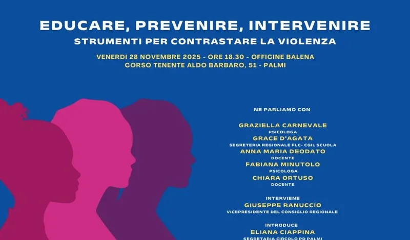 Violenza di genere: il PD di Palmi promuove un incontro di confronto e prevenzione Violenza di genere: il PD di Palmi promuove un incontro di confronto e prevenzione