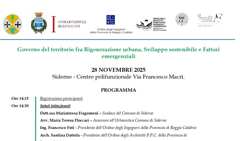 Rigenerazione urbana, sviluppo sostenibile e fattori emergenziali: esperti a confronto a Siderno Rigenerazione urbana, sviluppo sostenibile e fattori emergenziali: esperti a confronto a Siderno