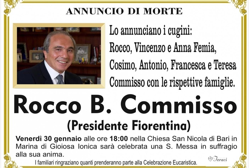 Marina di Gioiosa Ionica ricorda Rocco Commisso: celebrazione alla Chiesa di San Nicola