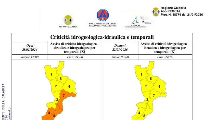Maltempo, l’allerta sulla Calabria Ionica scende ad arancione