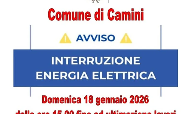 Domani pomeriggio mancherà la luce a Camini