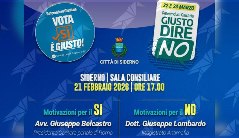 Referendum sulla riforma della Giustizia: a Siderno confronto pubblico tra esperti su Sì e No Referendum sulla riforma della Giustizia: a Siderno confronto pubblico tra esperti su Sì e No