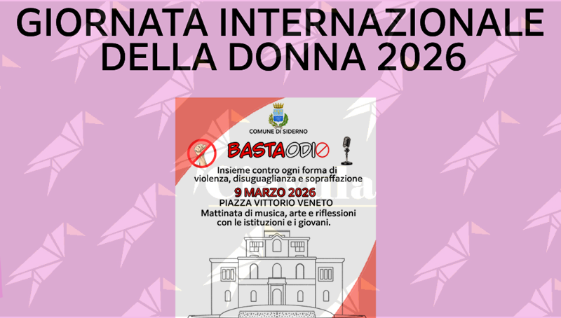 A Siderno tre giorni di eventi culturali e di sensibilizzazione per la Giornata Internazionale della Donna A Siderno tre giorni di eventi culturali e di sensibilizzazione per la Giornata Internazionale della Donna
