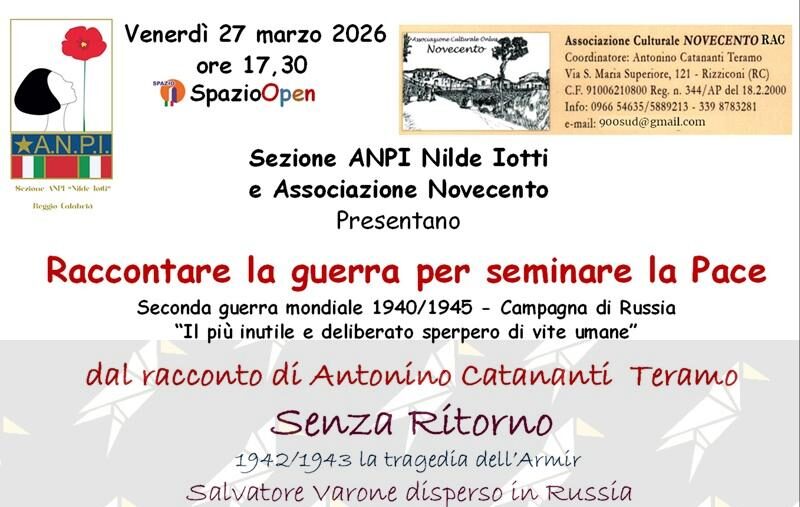 “Senza Ritorno”: a Reggio Calabria l’ANPI Nilde Iotti e l’Associazione Novecento ricordano i caduti dell’Armir