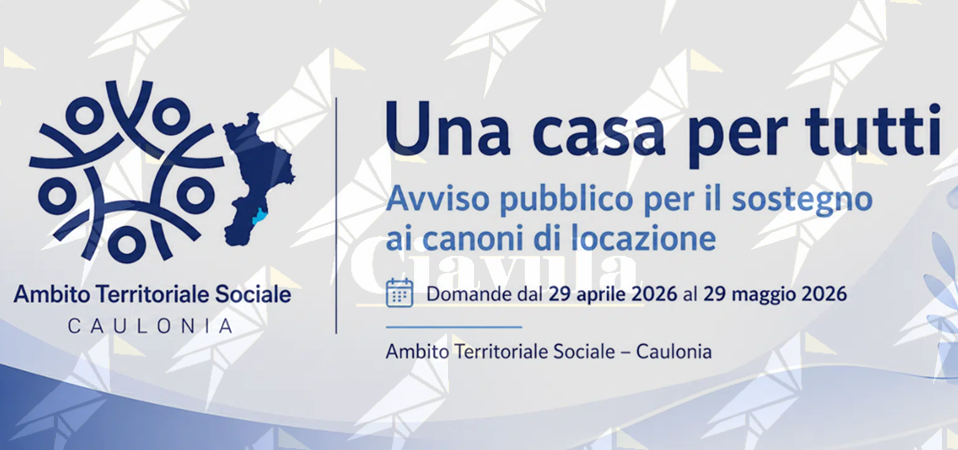 L’ ATS di Caulonia ha pubblicato l’ avviso “Una casa per tutti” per sostenere le famiglie in difficoltà col pagamento dei canoni di locazione L’ ATS di Caulonia ha pubblicato l’ avviso “Una casa per tutti” per sostenere le famiglie in difficoltà col pagamento dei canoni di locazione