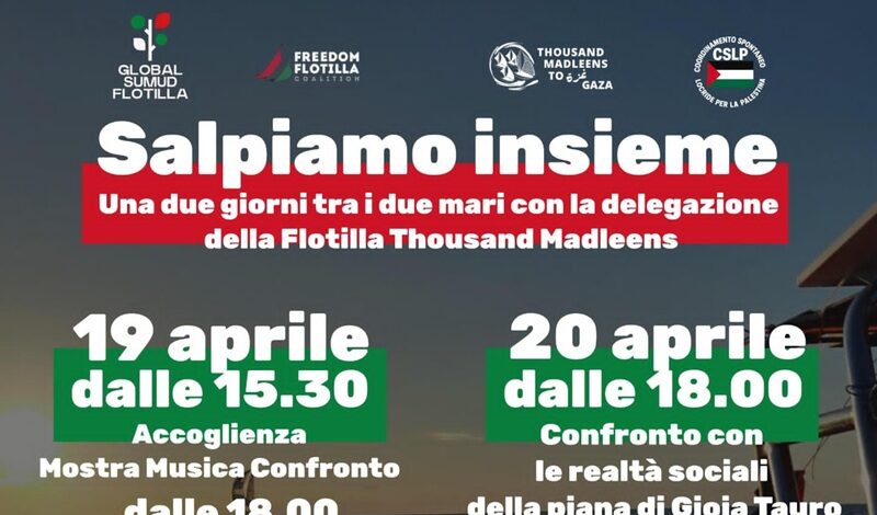 La Flotilla per Gaza in Calabria: venti navi a Cetraro, poi tappe a Caulonia e Rosarno