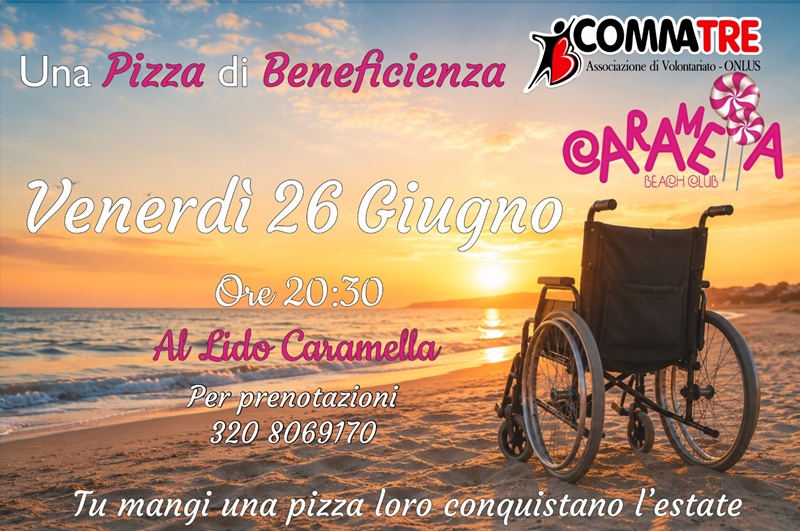 A Marina di Gioiosa una pizza per regalare l’estate ai ragazzi dell’ass. Comma Tre