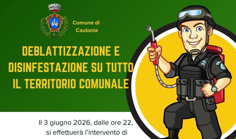 Caulonia, variazione nel calendario della disinfestazione: intervento anticipato al 15 giugno Caulonia, variazione nel calendario della disinfestazione: intervento anticipato al 15 giugno