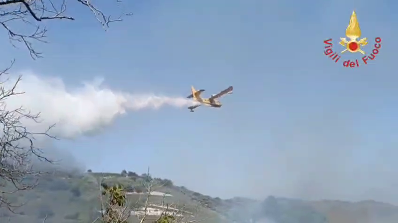 Vasto incendio nel vibonese: in azione vigili del fuoco e Canadair