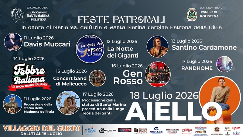 Dall’11 al 18 luglio tornano le “Feste Patronali” di Polistena