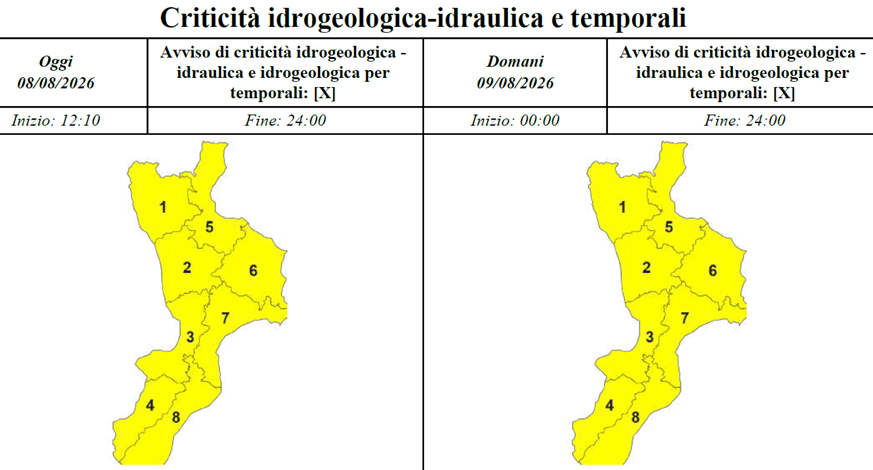 Piogge e temporali in arrivo: scatta l’allerta gialla in Calabria Piogge e temporali in arrivo: scatta l’allerta gialla in Calabria