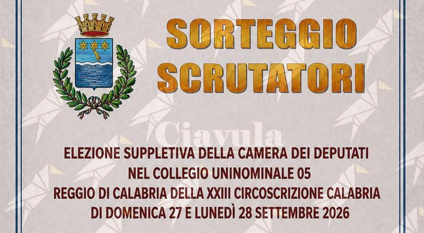 Siderno, giovedì  al Palazzo Municipale il sorteggio degli scrutatori per le Elezioni suppletive in Calabria