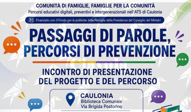 Famiglie, giovani e prevenzione: a Caulonia la presentazione del nuovo progetto dell’ATS