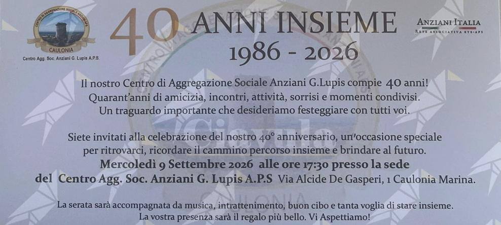 Il Centro anziani G. Lupis di Caulonia celebra 40 anni di attività