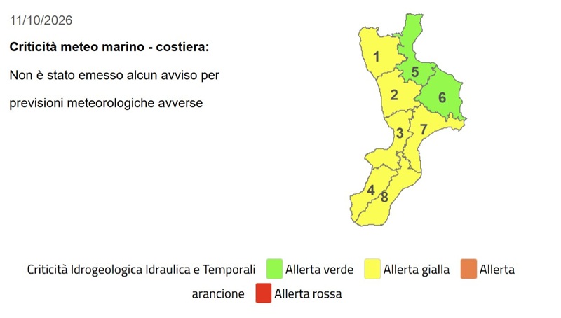Maltempo in Calabria, l’allerta scende a gialla per la giornata di domani