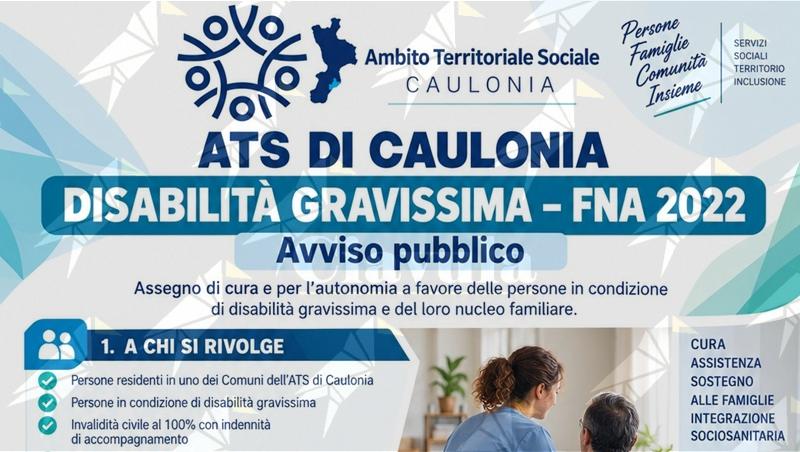 Disabilità gravissima, dall’ATS di Caulonia 500 mila euro per sostenere le persone non autosufficienti e le loro famiglie Disabilità gravissima, dall’ATS di Caulonia 500 mila euro per sostenere le persone non autosufficienti e le loro famiglie
