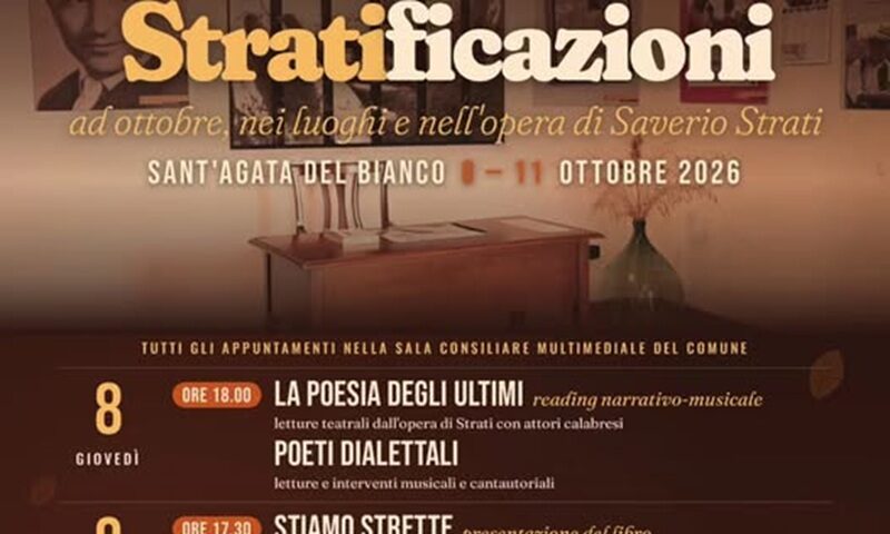 A Sant’Agata del Bianco, un nuovo appuntamento con il festival “Stratificazioni” nel segno di Saverio Strati A Sant’Agata del Bianco, un nuovo appuntamento con il festival “Stratificazioni” nel segno di Saverio Strati